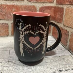 Market Finds Black Halloween Mug With Skeleton Hands And Pink Heart